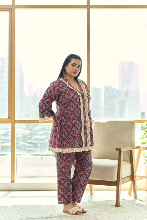 Boho Fringe Lace Cotton Co-ord Set-1