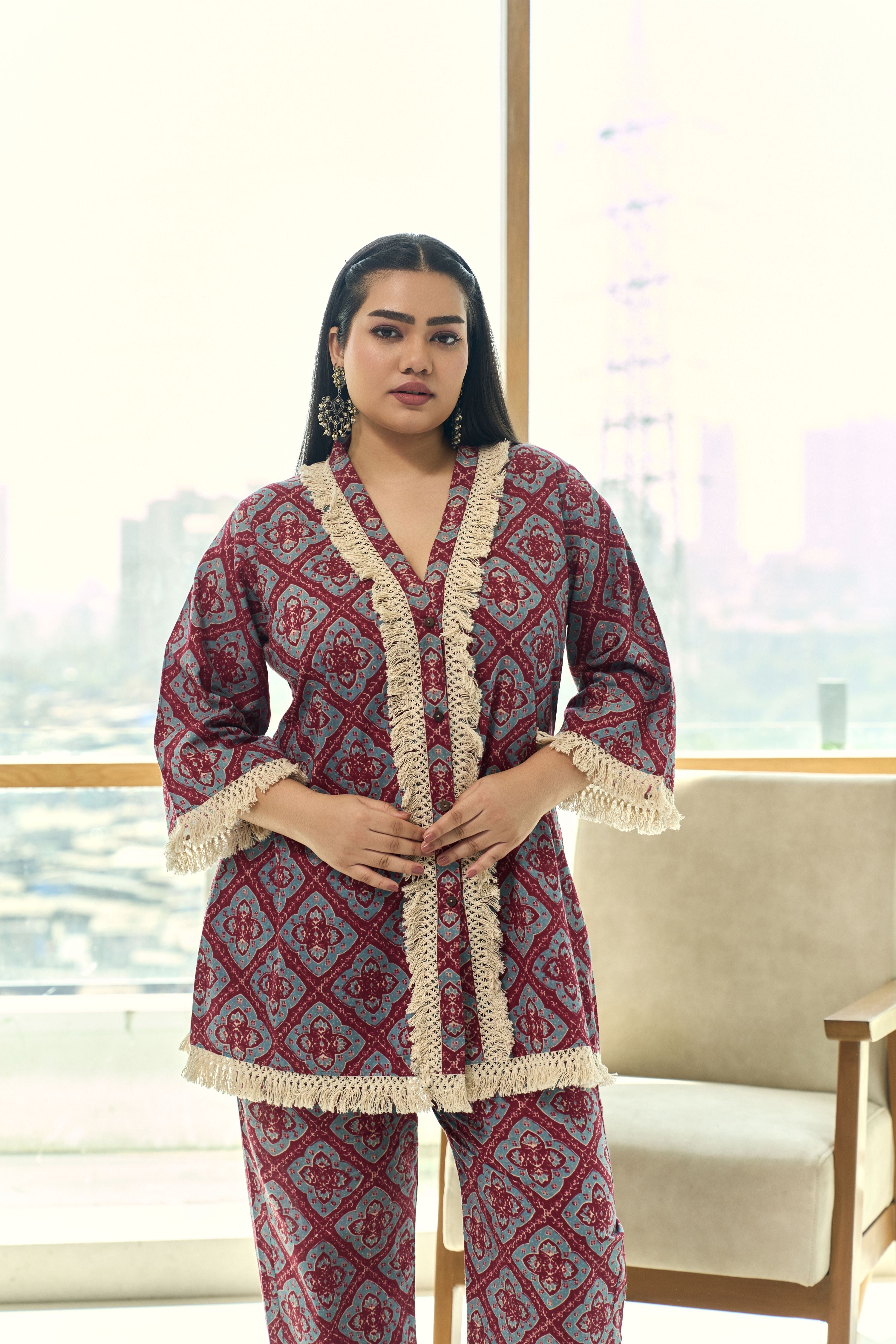 Boho Fringe Lace Cotton Co-ord Set-0