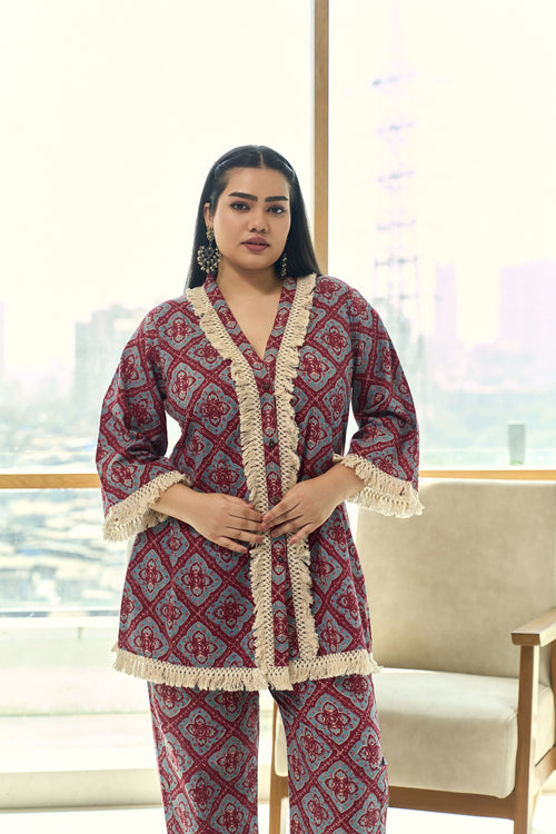 Boho Fringe Lace Cotton Co-ord Set-0