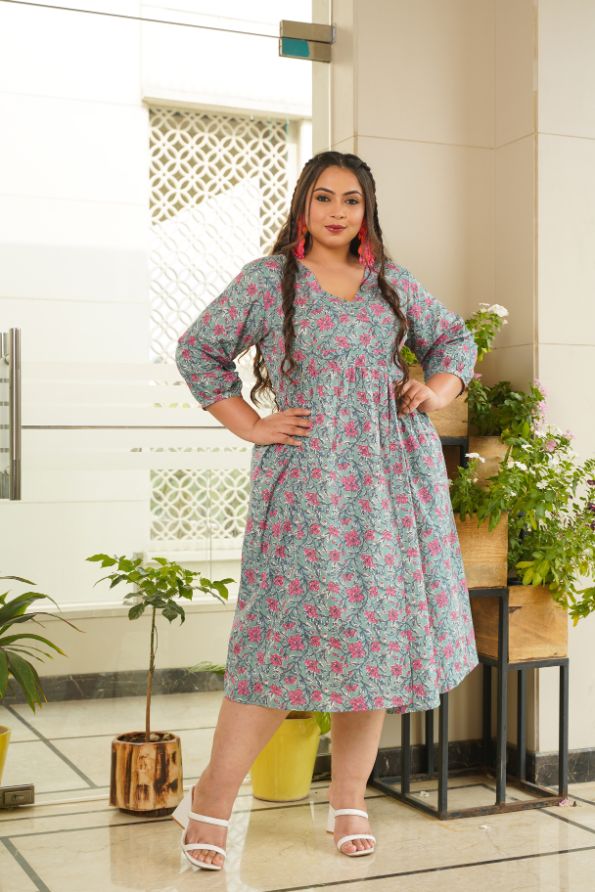 Turq Slit Dress-Plus Size-1