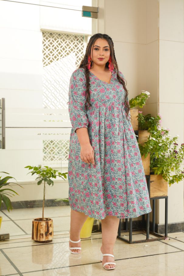 Turq Slit Dress-Plus Size-0