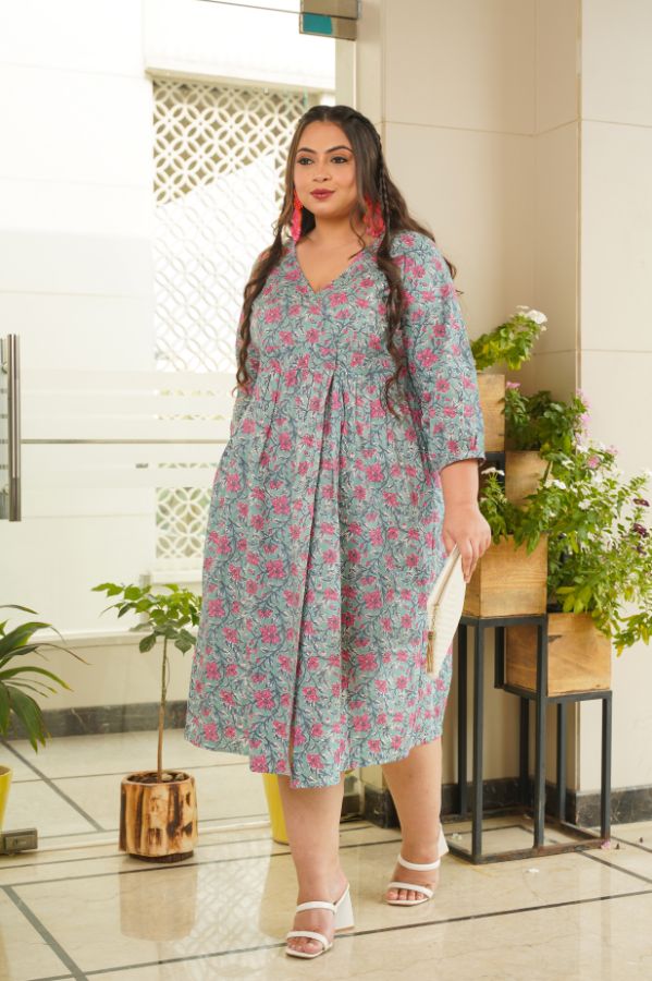 Turq Slit Dress-Plus Size-2