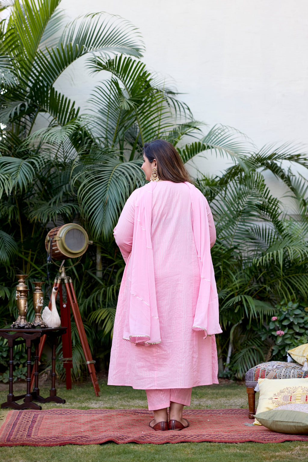 Pink Lurex Gotta Patti Suit Set - (Set Of 3)-4