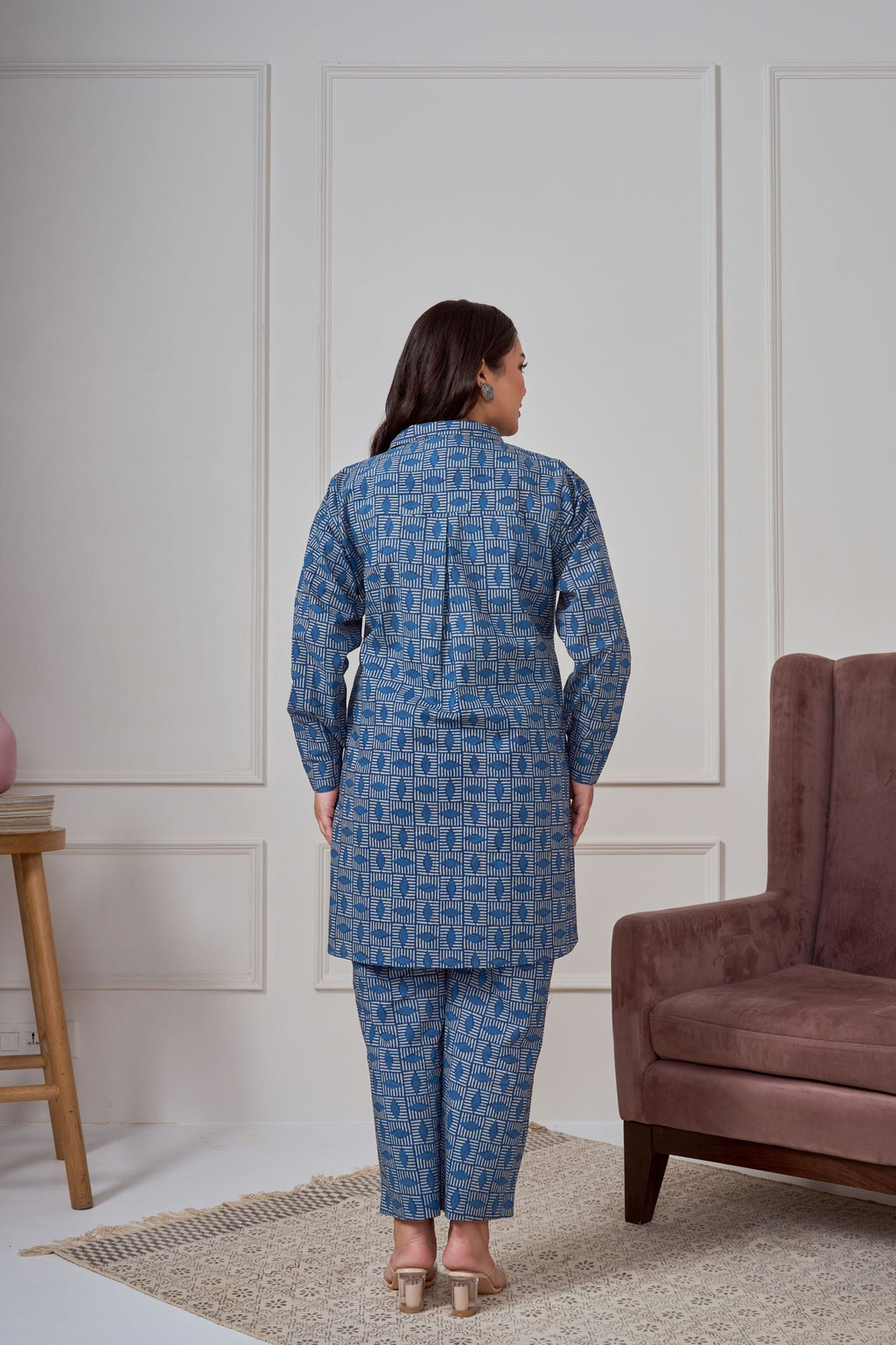 Blue Geometric Print Co-ord Set-2